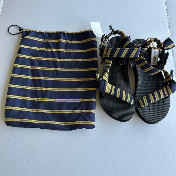 Sz 40 NWT Arizona Love x Jason Wu Trekky Sandals blue & yellow striped boho eco - Picture 9 of 9